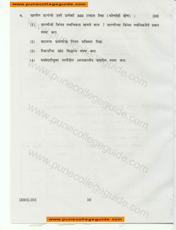 Economics, Special Paper I (Micro-economics), question paper set