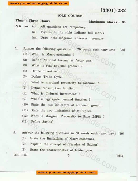 Economics, Special paper II (Macro-economics) , old course