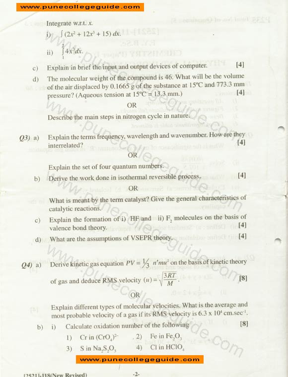 Chemistry I physical and inorganic chemistry (new course)