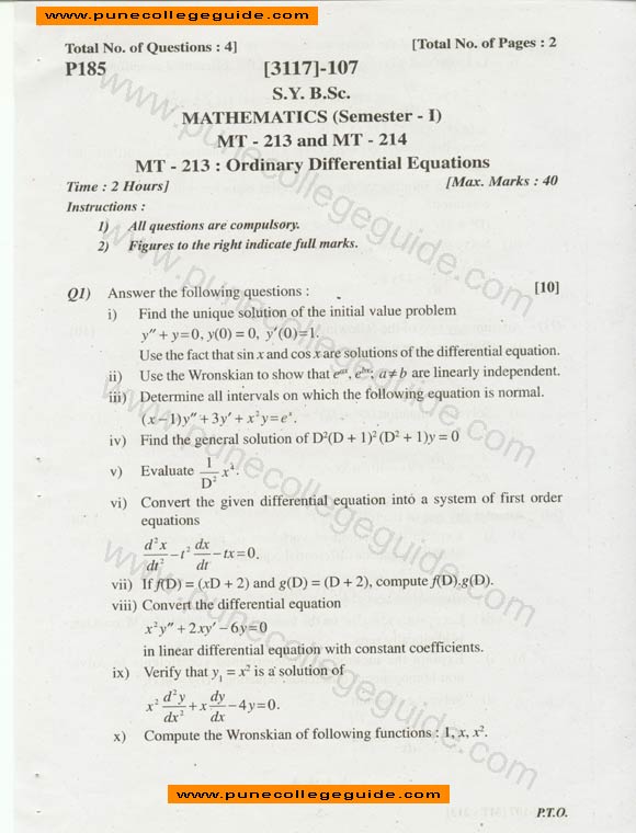 ordinary differential equations