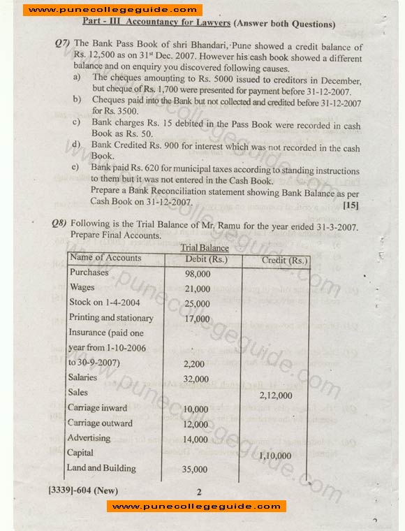 Practical Training III (new) exam paper, bsl