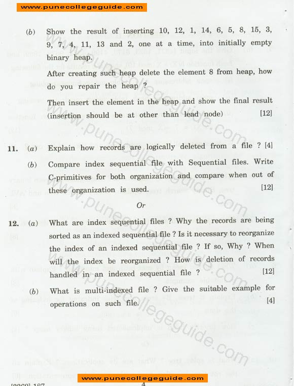 paper set Data Structures, SE computer