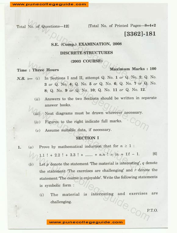 Discrete Structures question papers