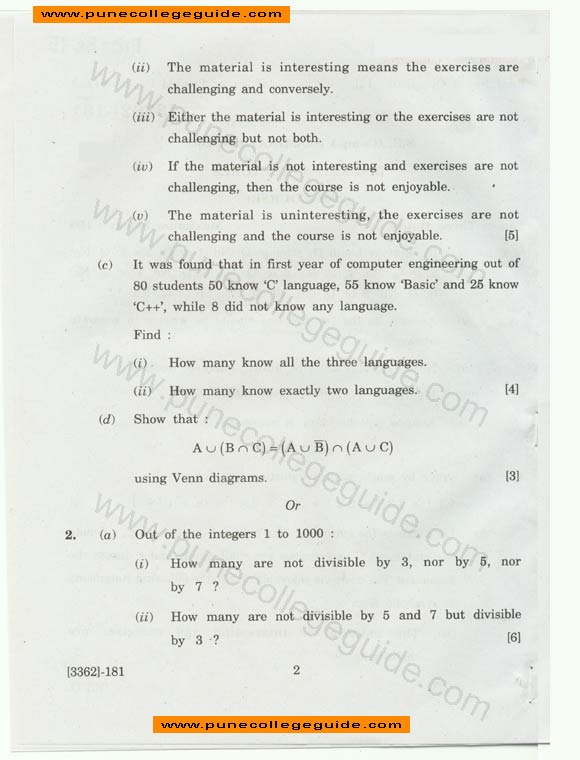 Exam paper Discrete Structures