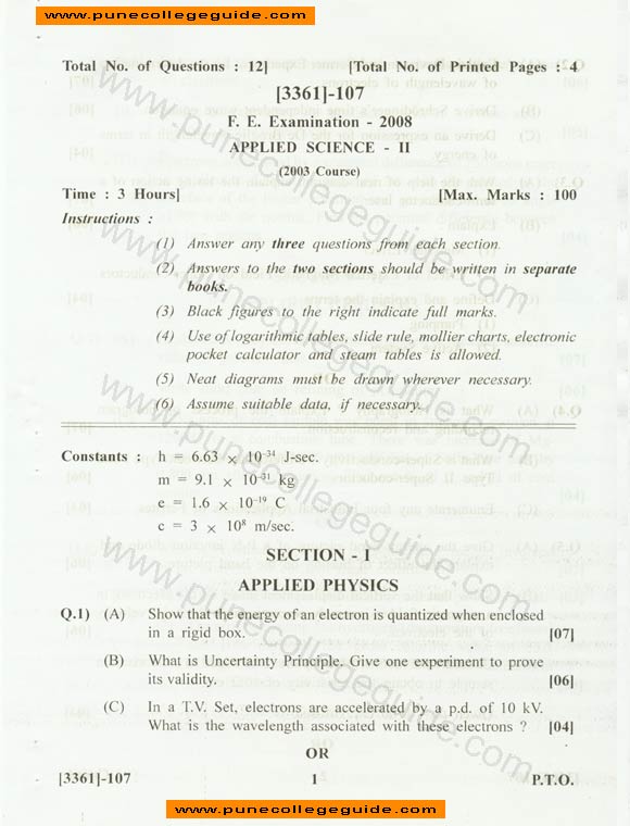 Applied Sciencs II question paper