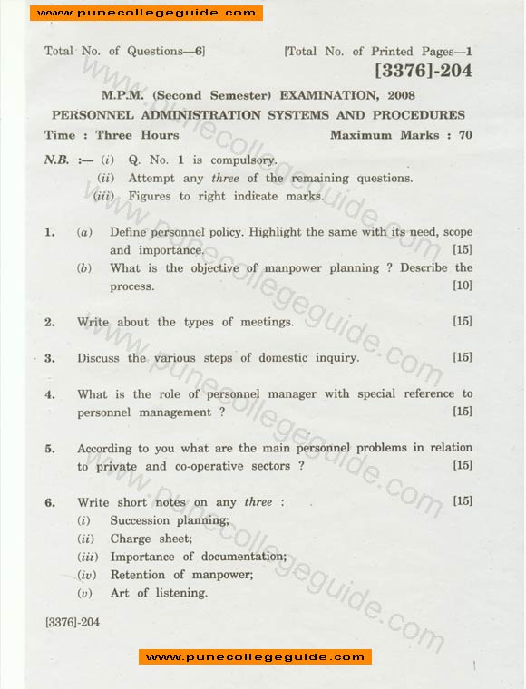 Personnel administration and system procedure  MPM sem 2