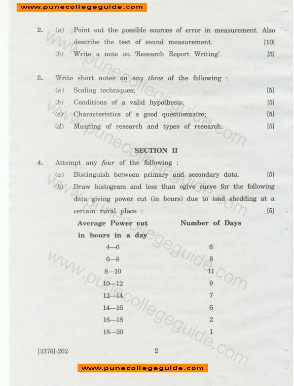 Research methodology and statistical techniques exam papers MPM sem2