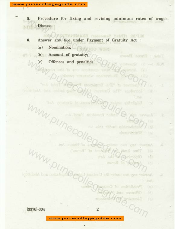 Labour Law III question paper