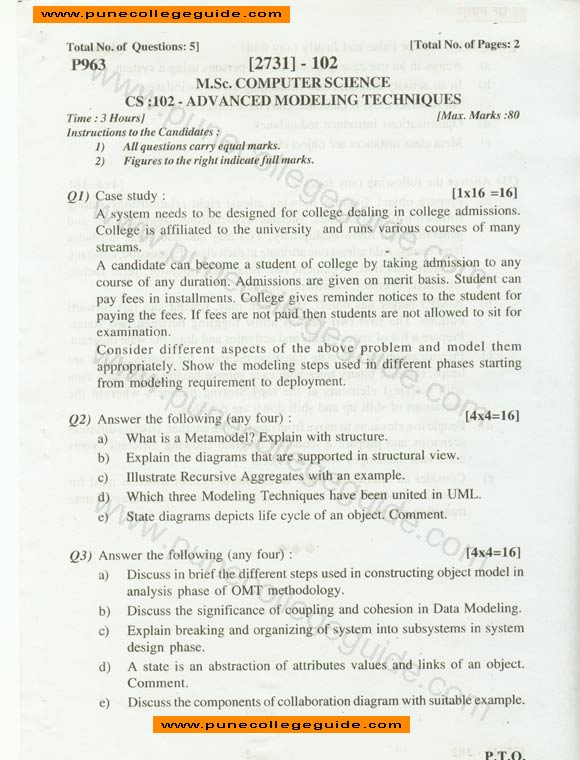 Msc question paper, Advanced Modelling Techniques