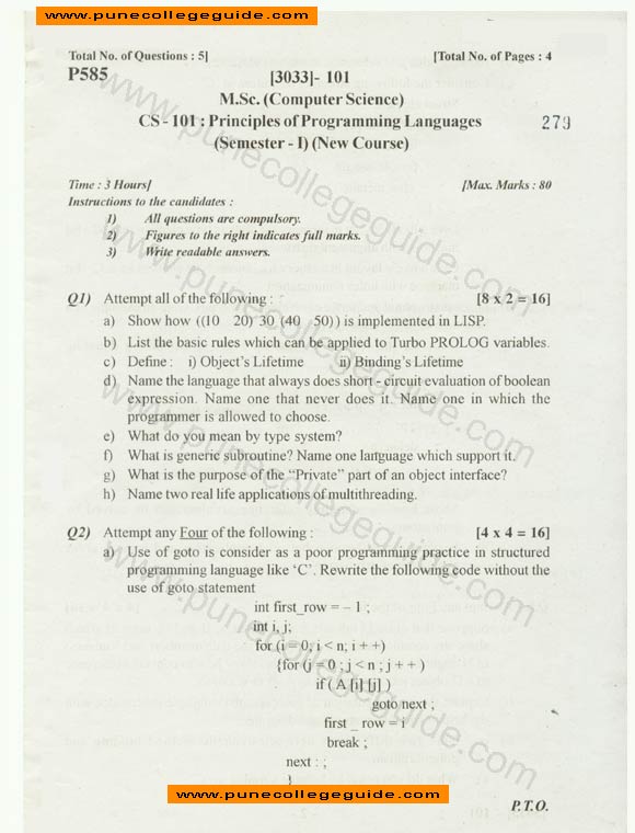 Principles of Programming Languages