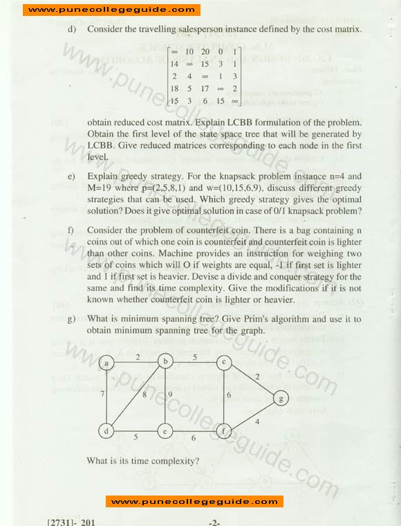 Design and Analysis of Algorithms, MCS