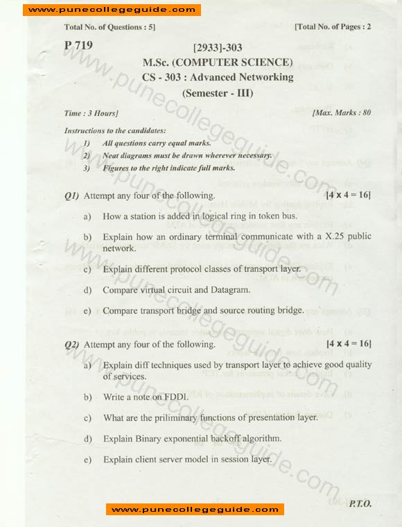 Advanced Networking, MCS, sem 3