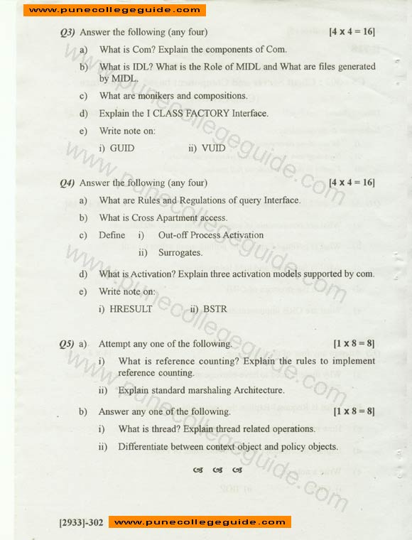 Client Server and Component Based Architecture, examination